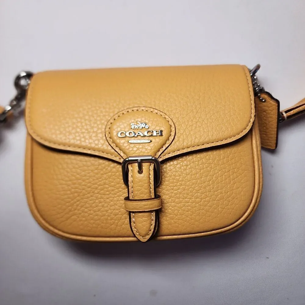 NWT Coach CP001 Amelia Small Saddle Bag Corn Flower HONEYCOMB Yellow
